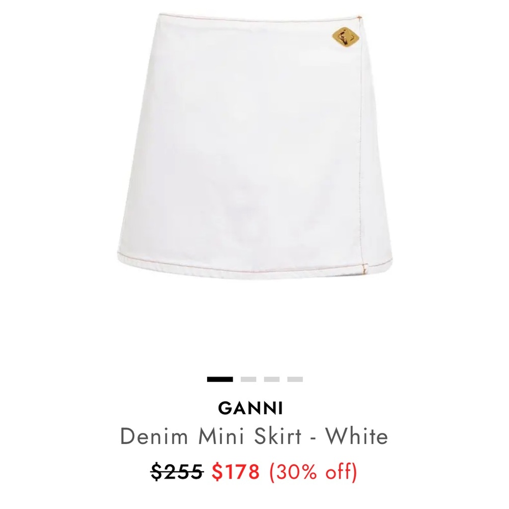 Ganni White Denim Mini Skirt